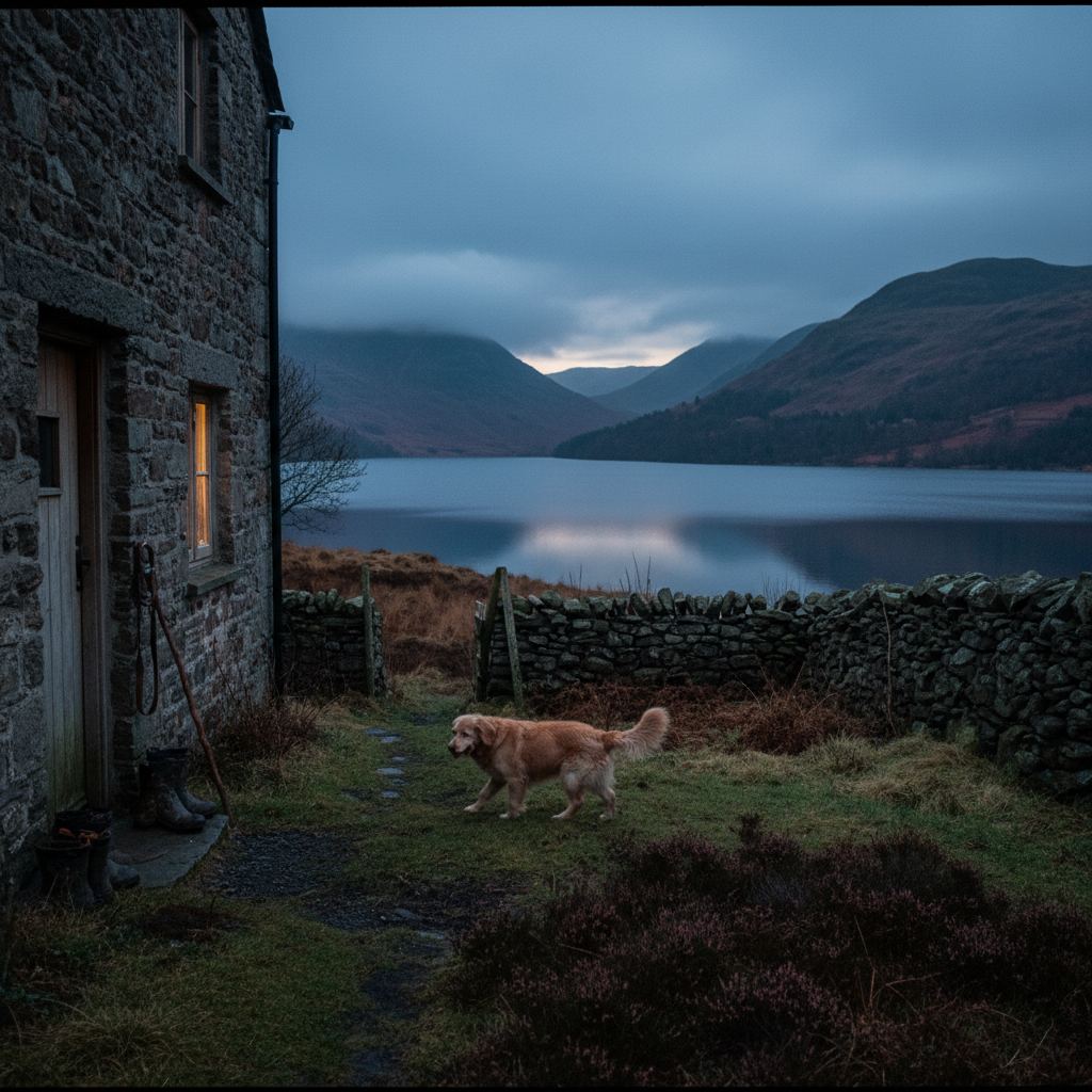 The Lake District landscape at dusk — fells, lakes and pubs — home of curated dog friendly cottages