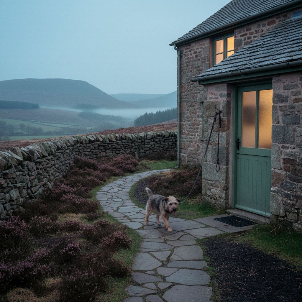 The Peak District landscape at dusk — dales, edges and market towns — home of curated dog friendly cottages