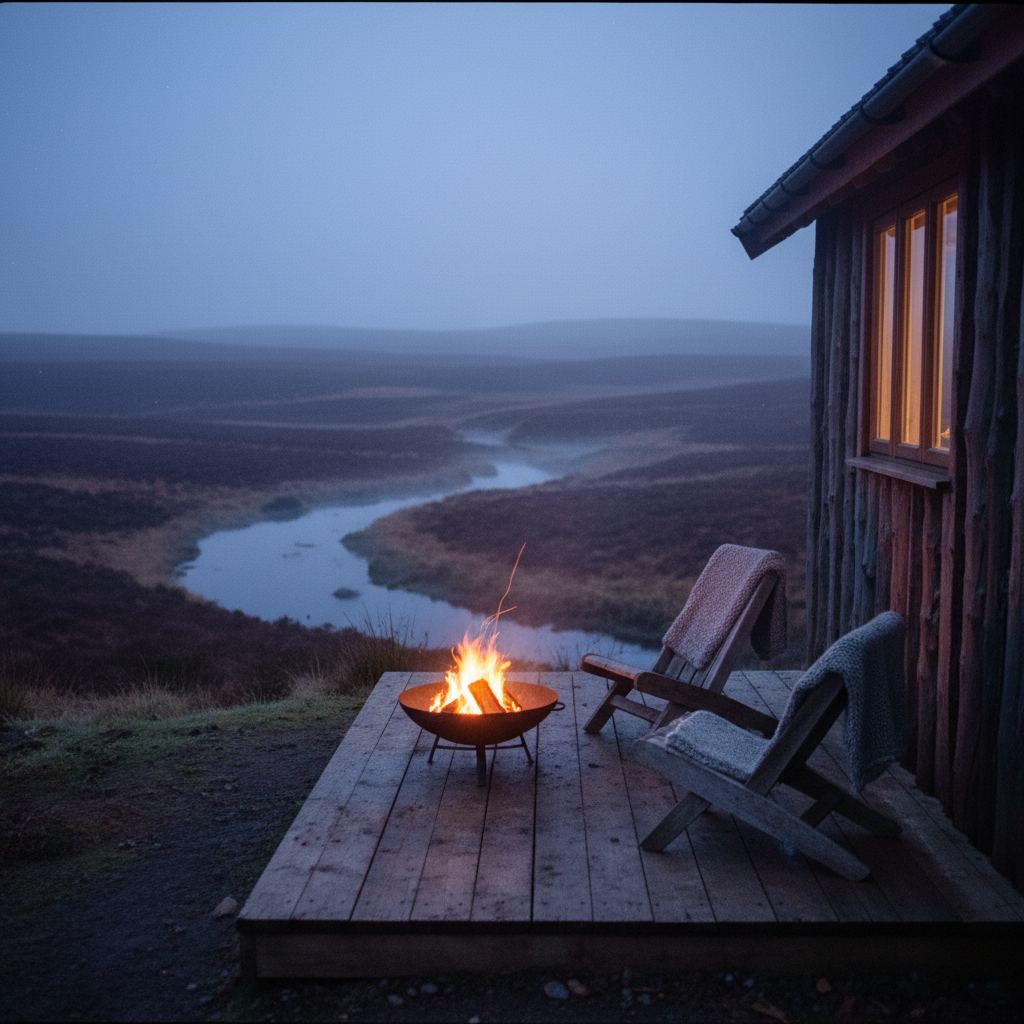 Yorkshire landscape at dusk — dales, moors and coast — home of hand-picked fire pit lodges
