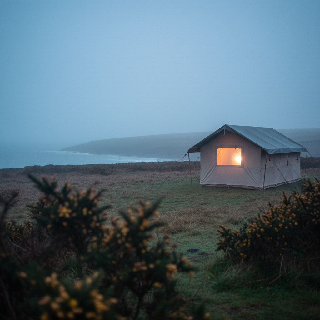 Cornwall landscape at dusk — coast paths, cream teas and surf — home of curated glamping stays