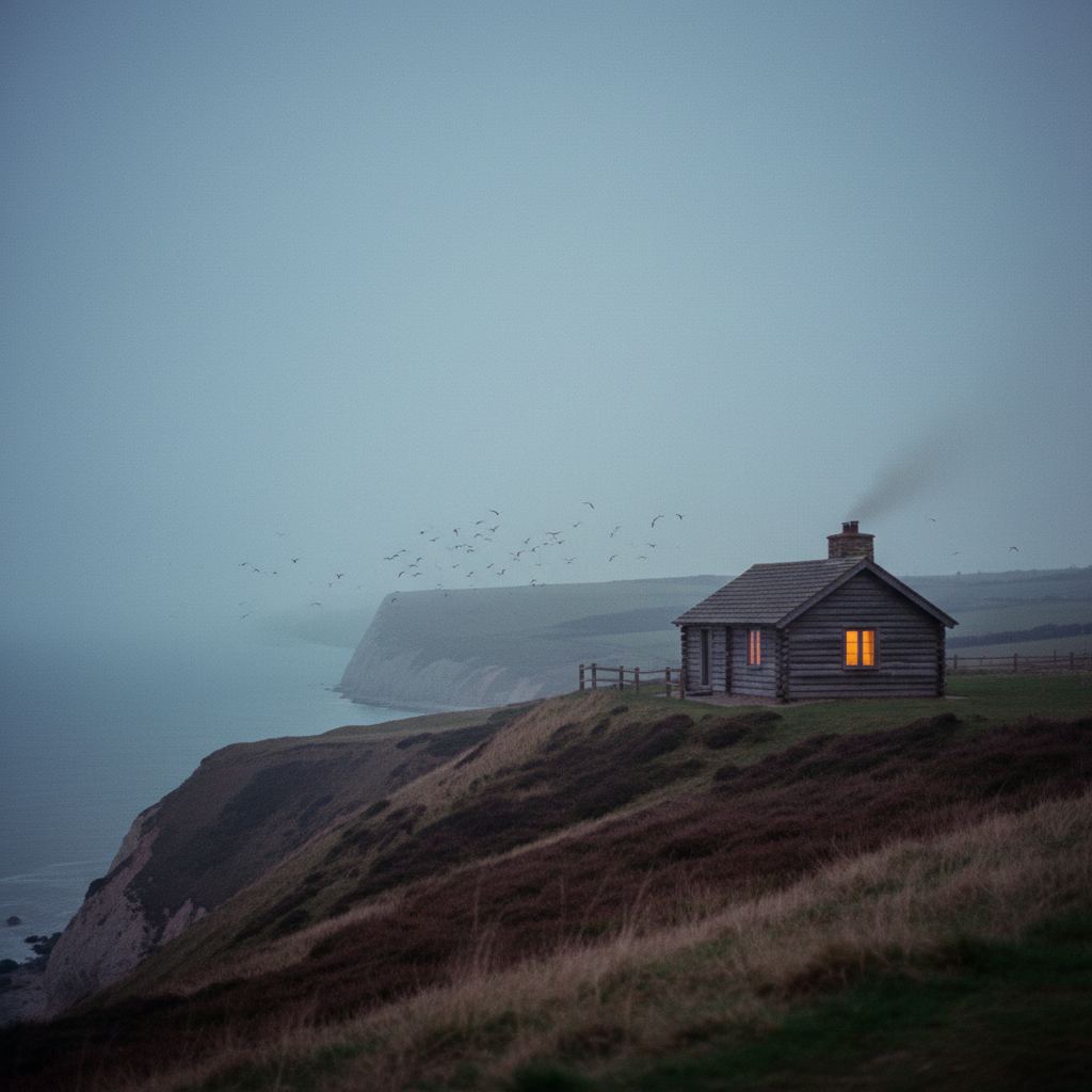 Dorset landscape at dusk — the Jurassic Coast — home of curated log cabins