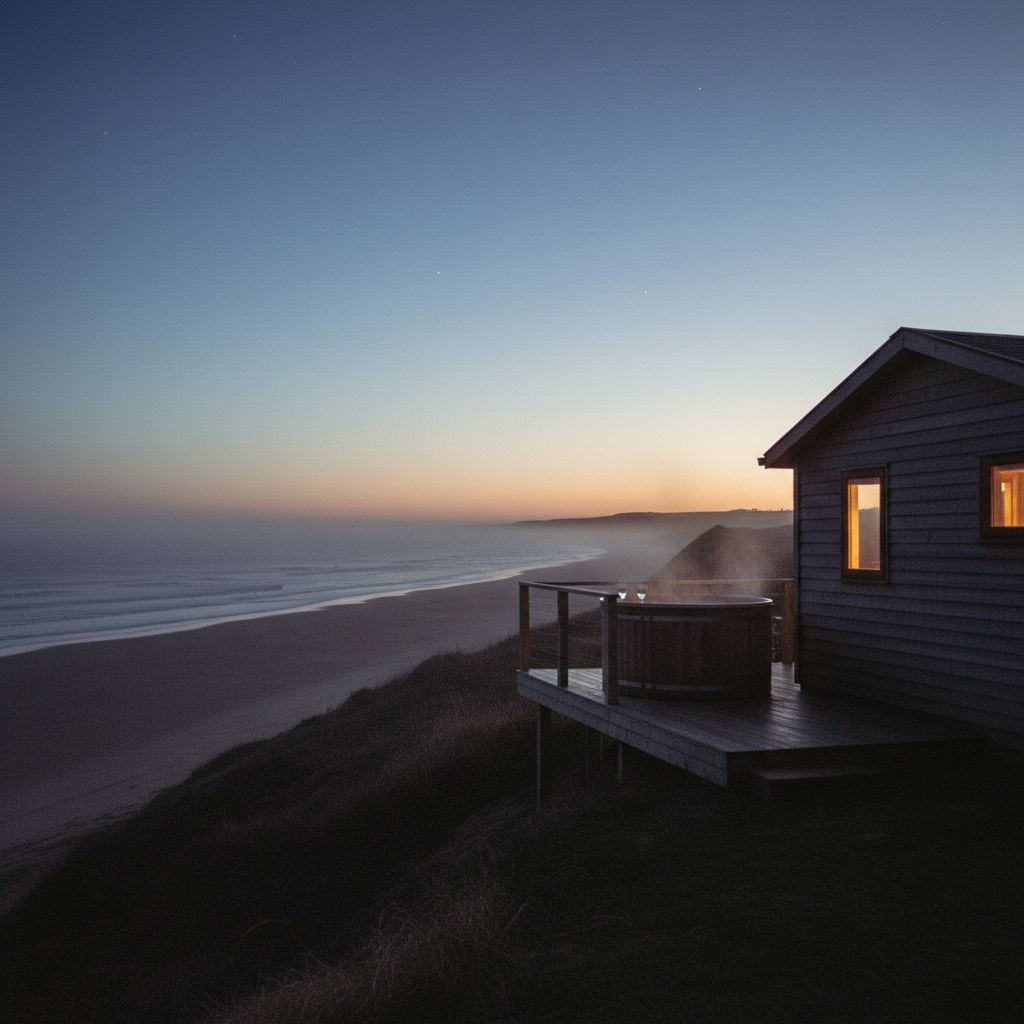 Northumberland landscape at dusk — empty beaches and dark skies — home of hand-picked romantic getaways