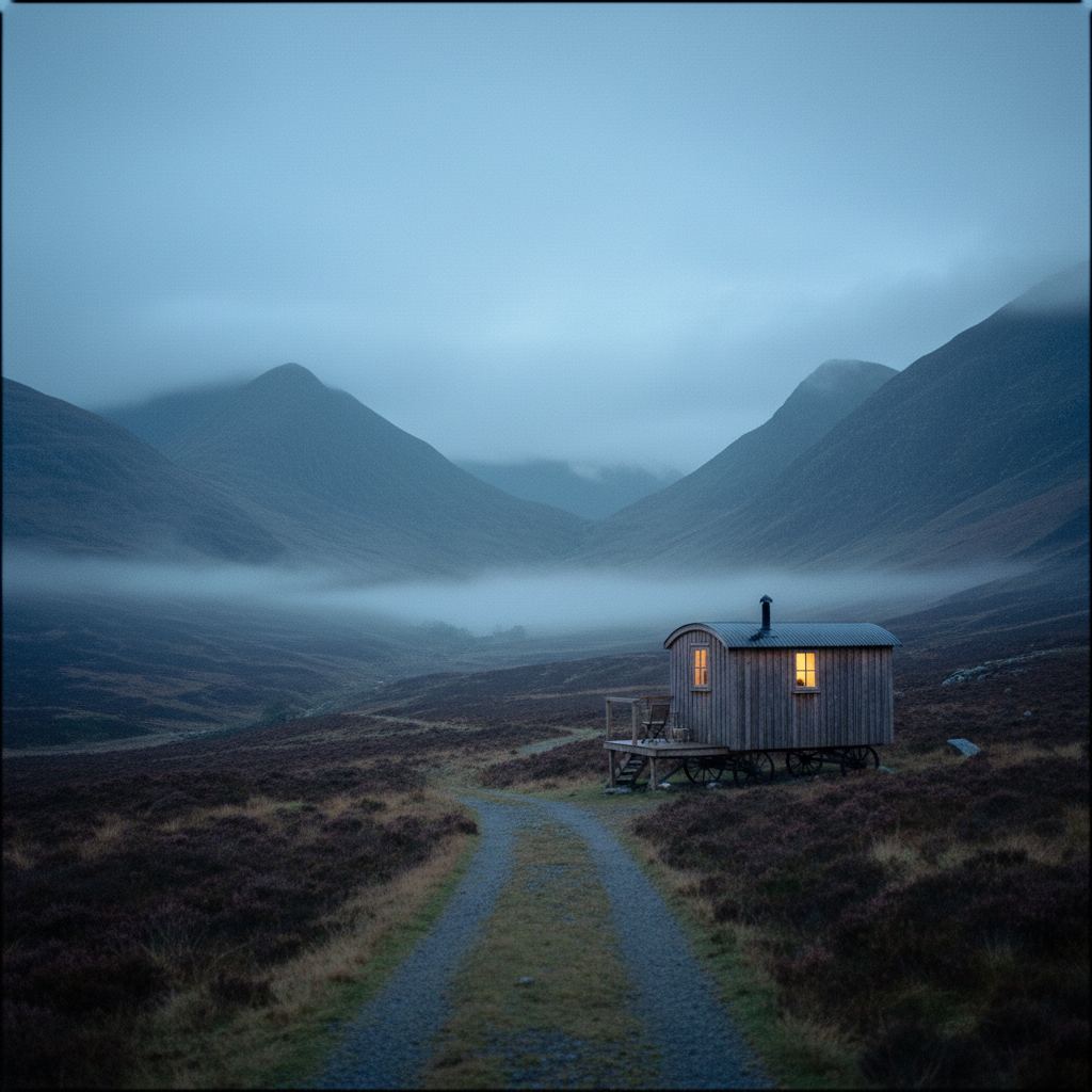Snowdonia landscape at dusk — Wales’ highest peaks — home of hand-picked shepherd’s huts